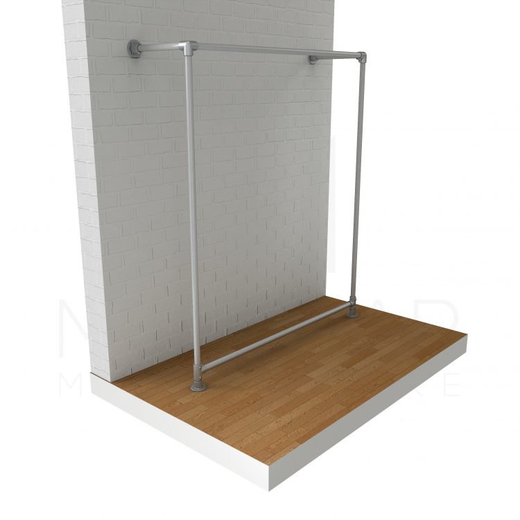 Wall Fixed Single Clothing Rail with bracing Modular Metal Store
